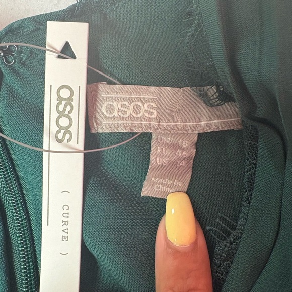 NWT ASOS Green Ruched Sweetheart Midi Dress - Picture 4 of 5